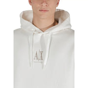 Armani Exchange men’s beige hooded sweatshirt in white with subtle embroidered logo on the chest