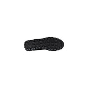 Black rubber sole with rugged textured tread pattern of armani exchange men’s black running sneakers