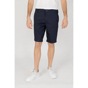 Armani Exchange Marineblaue Herren-Chino-Shorts in klassischer Passform mit Knopfverschluss aus Baumwollmischgewebe