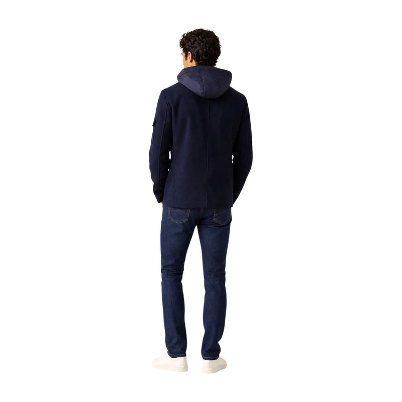 Armani exchange Herrenblazer aus blauer Wolle mit marineblauem Kapuzenjacken-Design, dezent strukturiertem Stoff und modernem Stil