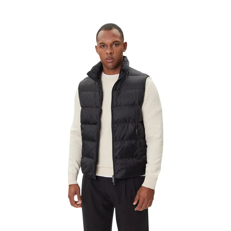 Armani Exchange Schwarze Steppjacke für Herren mit Stehkragen und Frontreißverschluss, Vorderansicht