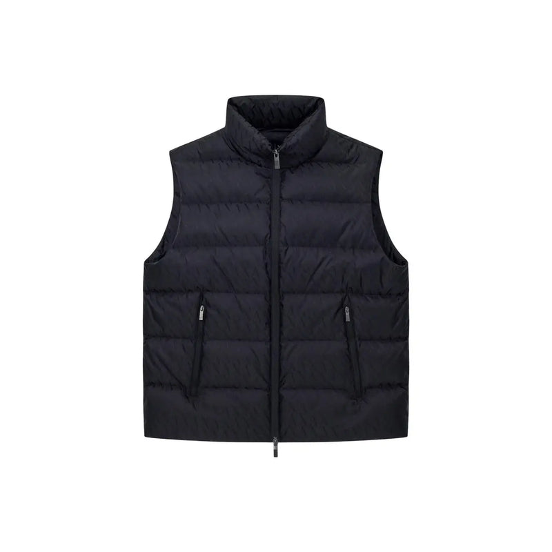 Armani Exchange Schwarze Steppjacke für Herren mit hohem Kragen und Frontreißverschluss, Vorderansicht