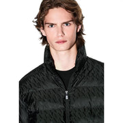 Armani Exchange Schwarze Steppjacke für Herren mit Steppnähten und geometrischem Muster, Vorderansicht