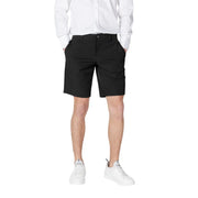 Armani Exchange Schwarze Chino-Shorts für Herren mit klassischer Passform und Knopfverschluss, Vorderansicht