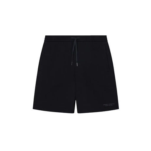 Armani Exchange Schwarze Herrenshorts mit Kordelzug im Bund und dezentem Logo am rechten Bein, Vorderansicht