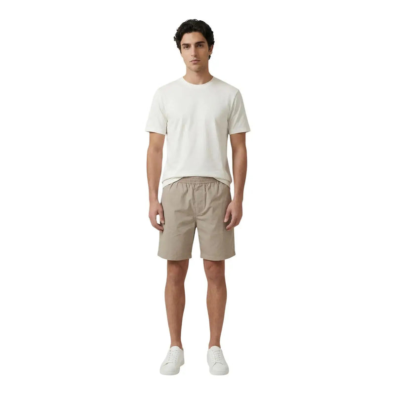 Armani Exchange Herrenshorts aus beiger Baumwolle mit elastischem Bund, Vorderansicht