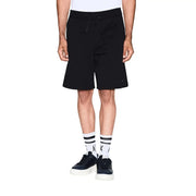 Armani Exchange Schwarze Herrenshorts mit Kordelzug im Bund und dezentem Logo am rechten Bein, Vorderansicht