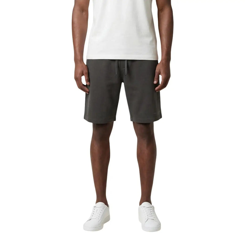 Armani Exchange Herrenshorts aus dunkelgrauer Baumwolle mit Kordelzug im Bund, Vorderansicht