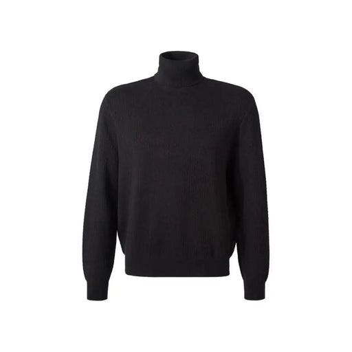 Armani Exchange Schwarzer Rollkragenpullover für Herren mit feiner Strickstruktur und gerippten Bündchen, Vorderansicht