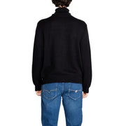 Armani Exchange Rollkragenpullover für Herren aus schwarzem Rippstrick mit hohem Kragen, Vorderansicht