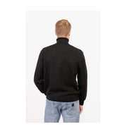 Armani Exchange turtleneck sweater for men in black with smooth knit texture, front view