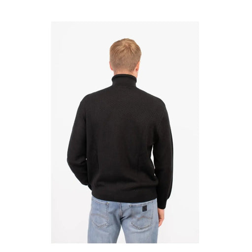 Armani Exchange Schwarzer Rollkragenpullover für Herren mit glatter Strickstruktur, Vorderansicht