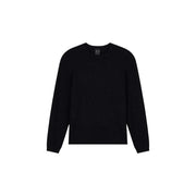 Armani Exchange Schwarzer Viskosepullover für Herren mit dezenter Struktur und Rundhalsausschnitt, Vorderansicht