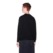 Armani Exchange Schwarzer Viskosepullover für Damen mit geripptem Rundhalsausschnitt und Bündchen, Vorderansicht