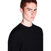 Armani Exchange Viskosepullover für Herren, schwarz, gerippt, Rundhalsausschnitt, Vorderansicht