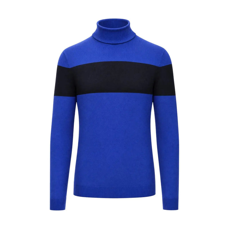 Armani Exchange Viskosepullover für Damen in Königsblau mit schwarzem Streifen über der Brust, Vorderansicht