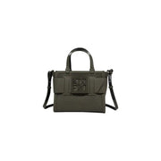 Armani Exchange olivgrüne Handtasche aus perforiertem Leder mit schwarzem top Griffe