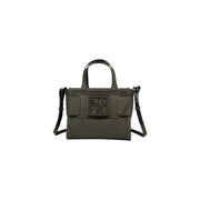 Armani Exchange olive green perforated leather handbag with black top handles