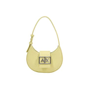 Armani Exchange Hellgelbe Hobo-Tasche aus Leder mit Axt-Plakette, Reißverschluss
