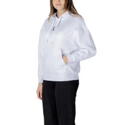 Armani Exchange white hooded sweatshirt for women with subtle chest logo and matching drawstrings in soft fabric