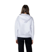 Armani Exchange white hooded sweatshirt for women with relaxed fit and ribbed cuffs in soft cotton material