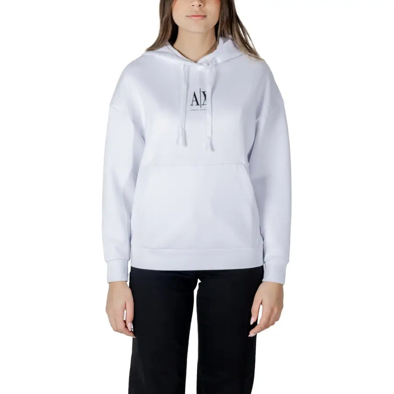 Armani Exchange Weißer Hoodie mit schwarzem Brustlogo für Damen