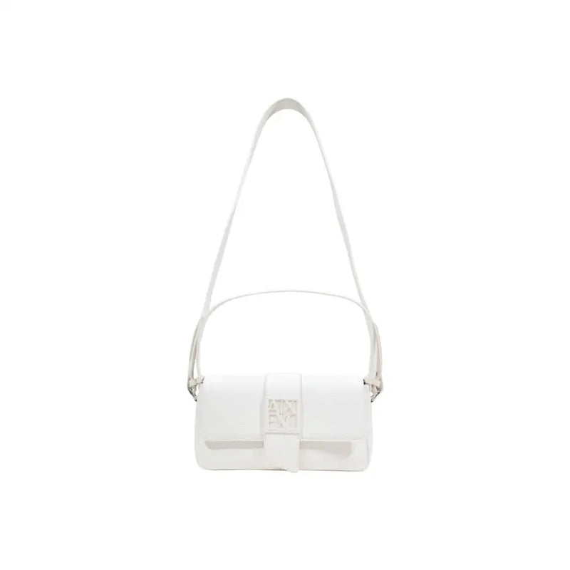Armani Exchange Weiße Leder-Umhängetasche im minimalistischen Design mit Logo-Plakette