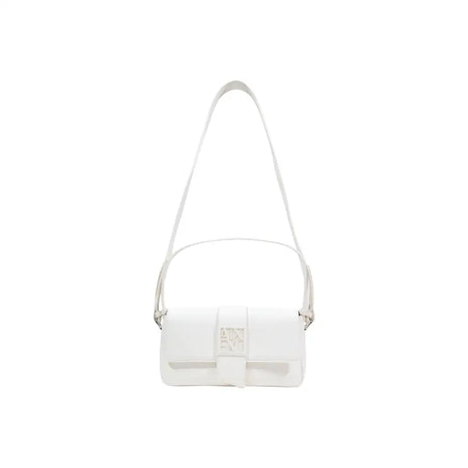Armani Exchange Weiße Leder-Umhängetasche im minimalistischen Design mit Logo-Plakette