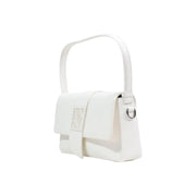 Armani Exchange weiße Lederhandtasche mit minimalistischem rechteckigem Design und Schulterriemen