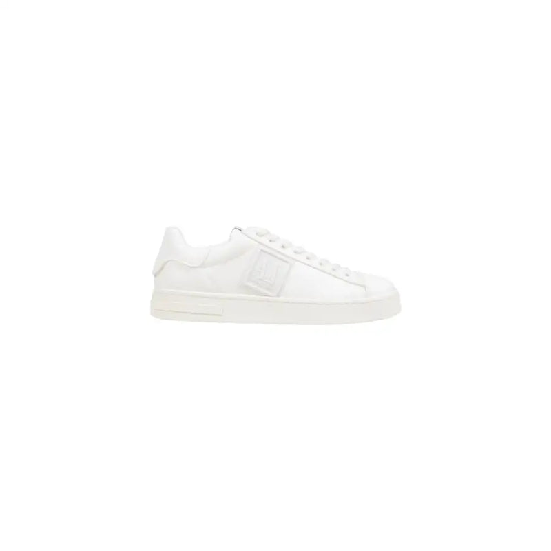 Armani Exchange white polyester low-top sneaker for men with minimalist design and subtle side branding