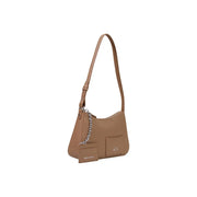Beige armani exchange Damen-Schultertasche aus Polyester mit Vordertasche, Kettendetail und Logo (B 30 x H 18 cm)