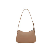 Armani Exchange Beigefarbene Damen-Schultertasche aus strukturiertem Leder mit schmalem Riemen und silberfarbenem Reißverschluss, Polyester, B 30 x H 18 cm