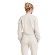 Armani Exchange women beige cropped sweatshirt in viscose blend with ribbed cuffs and waistband