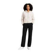 Armani Exchange women beige zip sweatshirt hoodie in cream color with subtle chest logo for casual wear