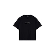 Schwarze Baumwolle armani exchange Damen-T-Shirt mit Rundhalsausschnitt und weißer Schreibschrift armani exchange Schriftzug auf der Brust