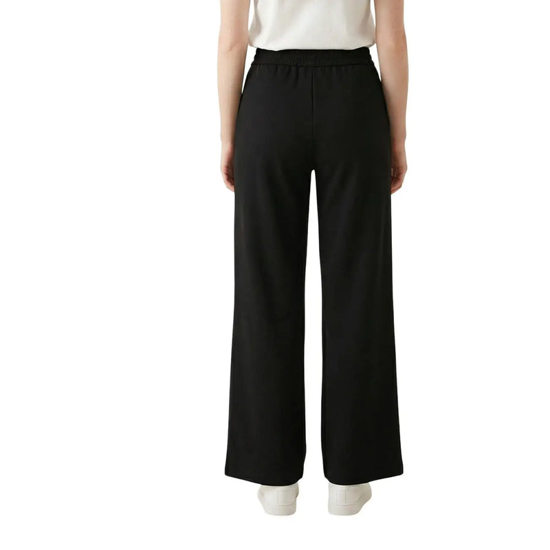 Armani Exchange Schwarze, weite Baumwollhose für Damen mit elastischem Bund, geeignet für die Freizeit