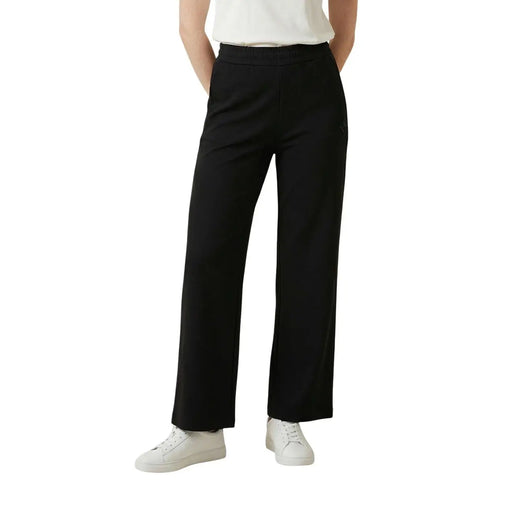 Armani Exchange Schwarze Damen-Baumwollhose mit weitem Bein, elegantem, modernem Schnitt und dezenten Seitennähten
