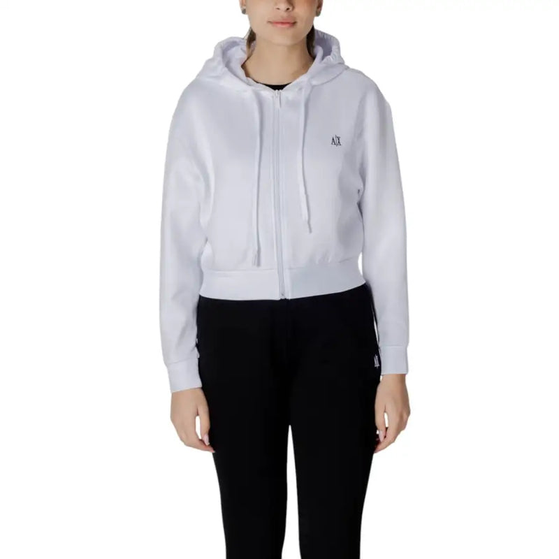 Armani Exchange black hooded zip sweatshirt with embroidered logo