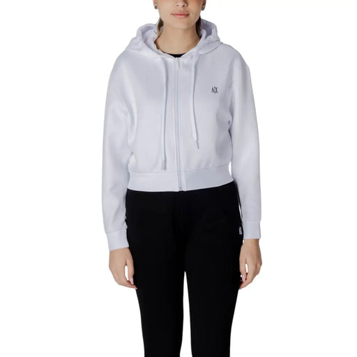 Armani Exchange black hooded zip sweatshirt with embroidered logo