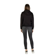 Armani Exchange women black hooded sweatshirt with long sleeves and relaxed fit in soft fabric for casual wear