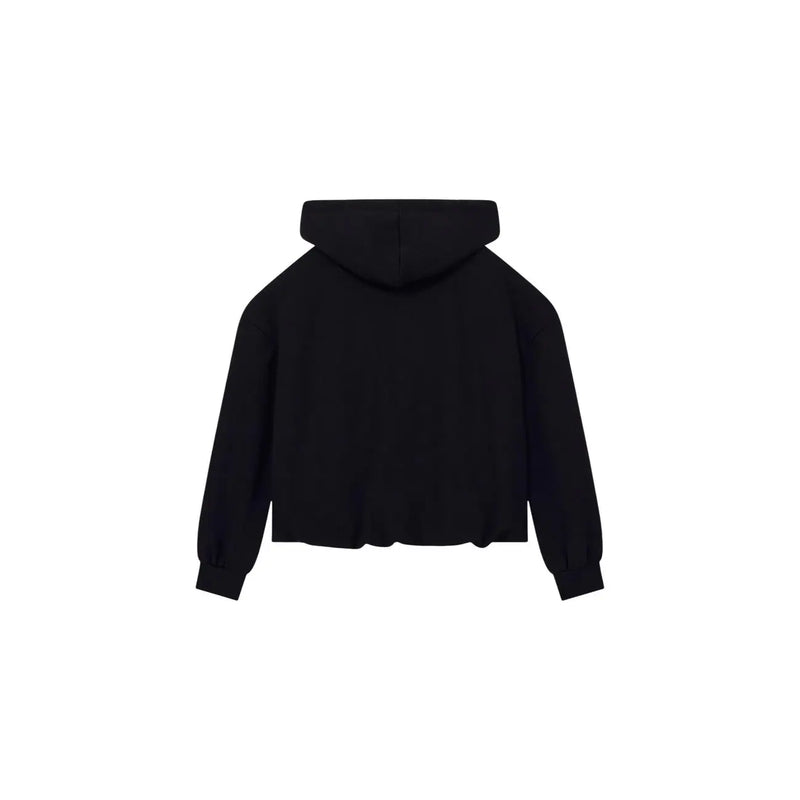 Armani Exchange women black cropped hoodie with relaxed fit ribbed cuffs made of viscose fabric
