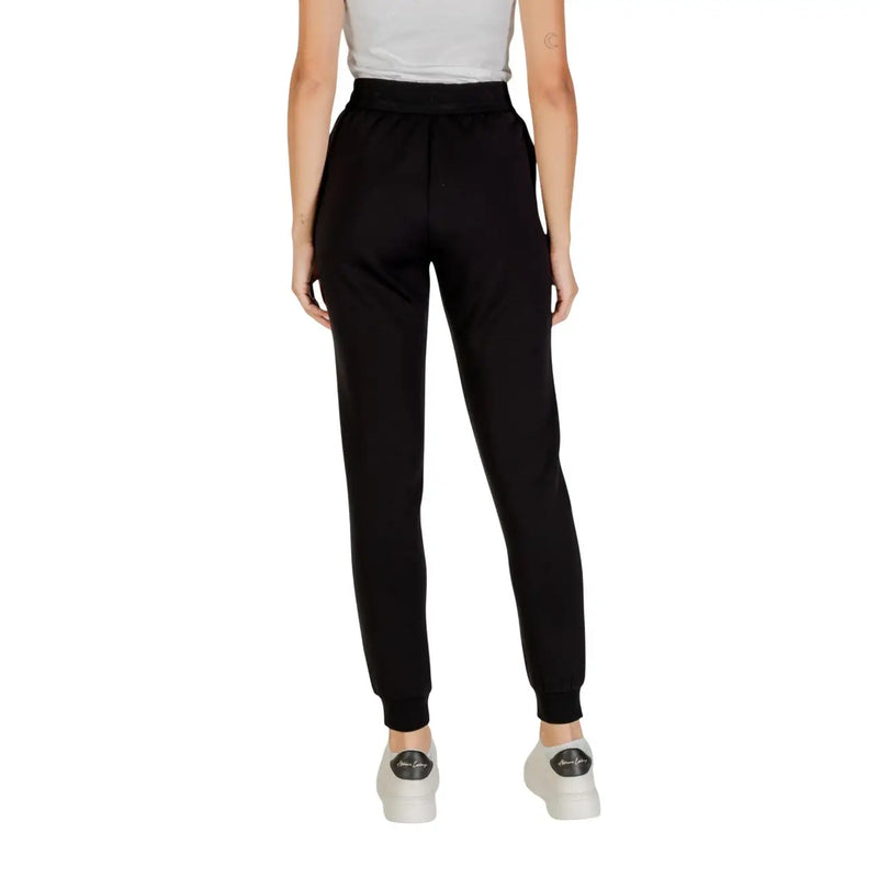 Armani Exchange Schwarze Damen-Jogginghose mit elastischem Bund, gerippten Bündchen und Spitzentaschen vorne.