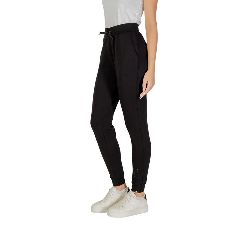 Armani exchange Schwarze Damen-Jogginghose mit Kordelzugbund und dezenten Seitennähten