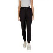 Armani exchange Schwarze Damen-Jogginghose mit Kordelzugbund, gerippten Bündchen und Spitzentaschen vorne.