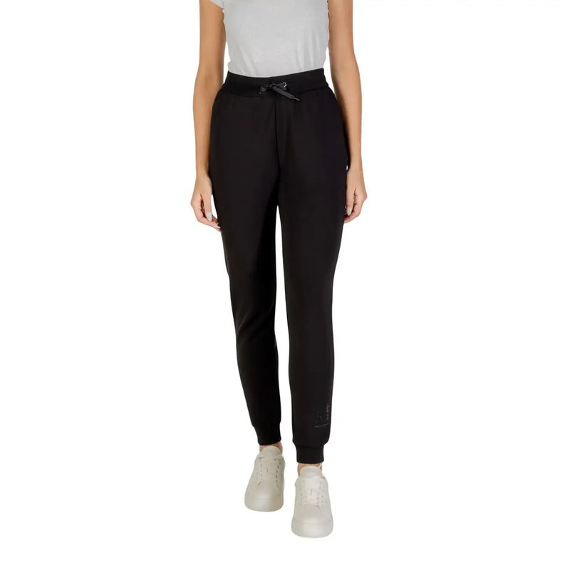 Armani exchange Schwarze Damen-Jogginghose mit Kordelzugbund, gerippten Bündchen und Spitzentaschen vorne.