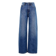 Armani Exchange Damen-Jeans aus blauer Baumwolle in mittlerer Waschung mit hohem Bund und weitem Bein