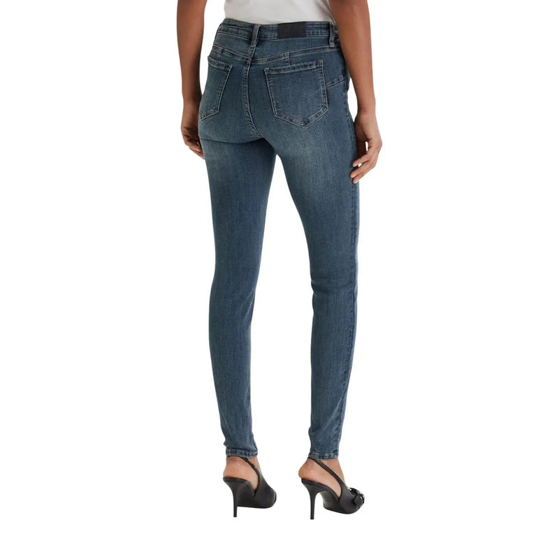 Armani Exchange Damen-Jeans aus blauem Stretch-Denim mit schmaler Passform und dezenter Waschung, gefertigt aus blauem Denim-Material
