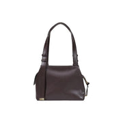 Armani Exchange Braune Damen-Schultertasche aus Leder mit elegantem, strukturiertem Design und goldfarbenen Beschlägen, 31 x 25 x 10 cm