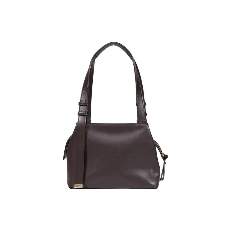 Armani Exchange Braune Damen-Schultertasche aus Leder mit elegantem, strukturiertem Design und goldfarbenen Beschlägen, 31 x 25 x 10 cm