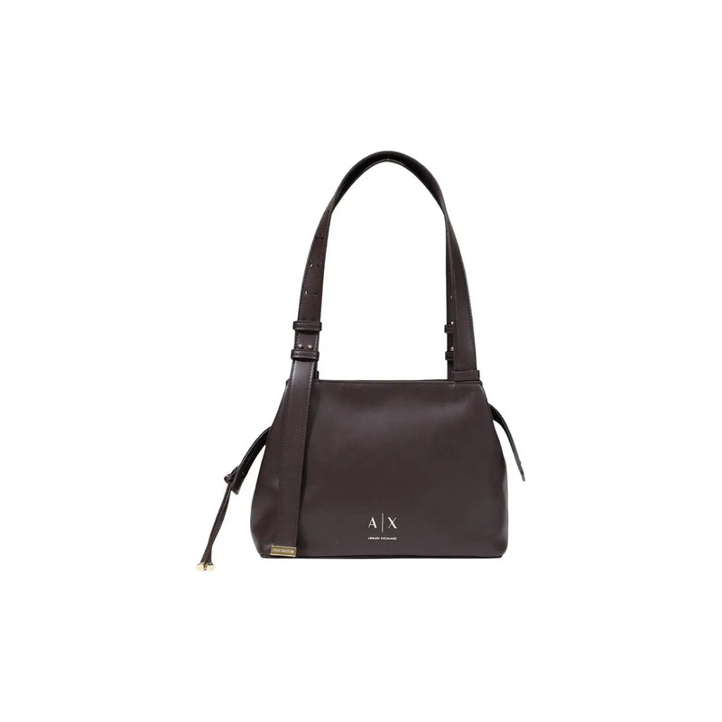 Armani Exchange Braune Damen-Schultertasche aus Polyester mit dunkelbraunem Leder und AJX-Logo in elegantem, minimalistischem Design